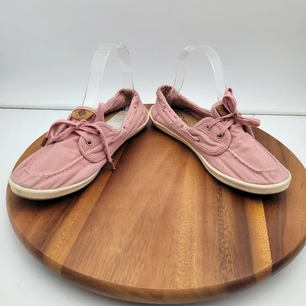 Sperry  Boat Shoes Womens Size 8.5 Pink Drift Hale Canvas Low Top‎ Flat